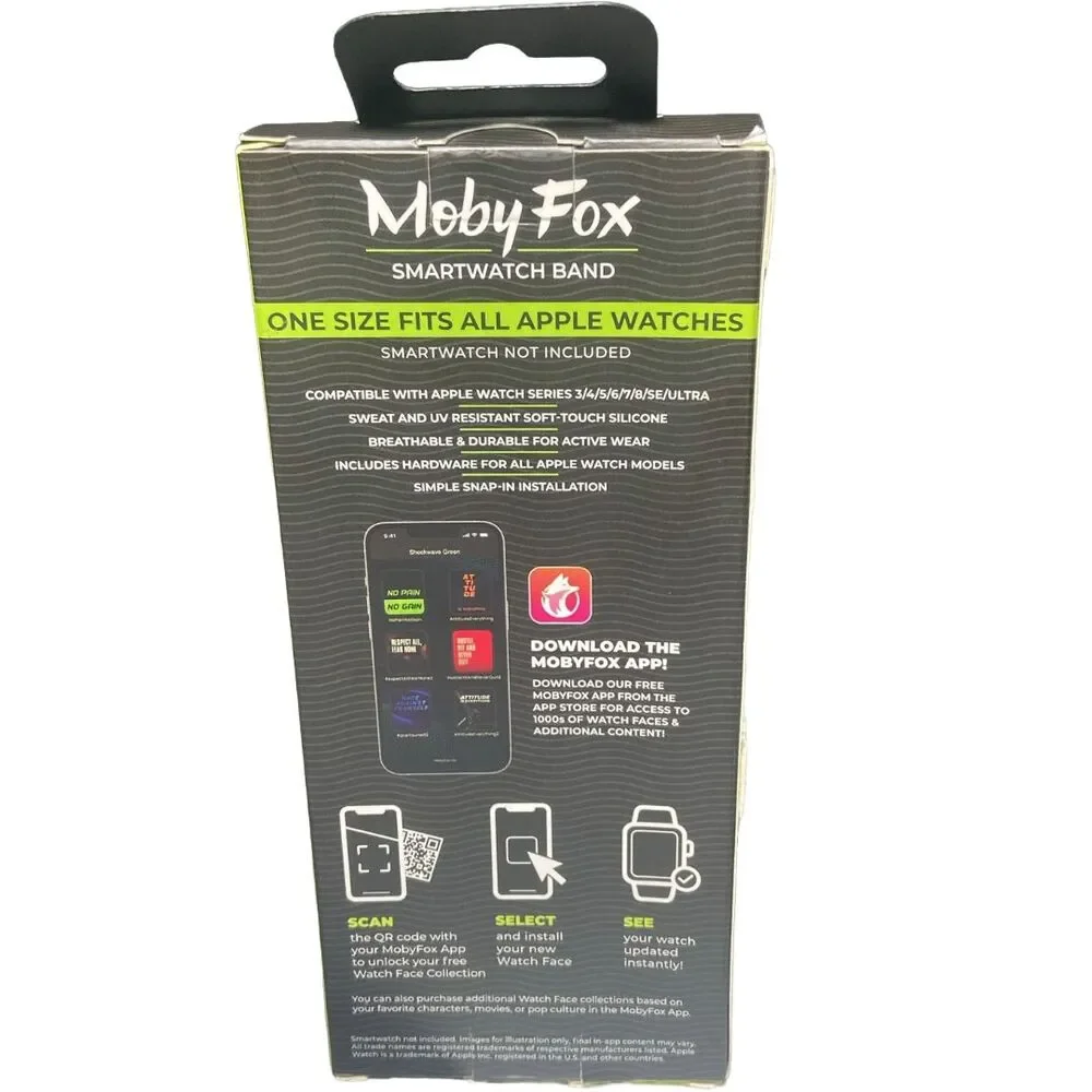 MobyFox Shockwave Green Active Band Strap for Apple Watch Samsung Sport Silicone